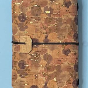 A7 Cork covered notebook with inserts, bubble print cover, coral lining - handmade by Brue Art (view 6)
