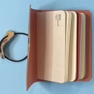 A7 Cork covered notebook with inserts, bubble print cover, coral lining - handmade by Brue Art (view 2)