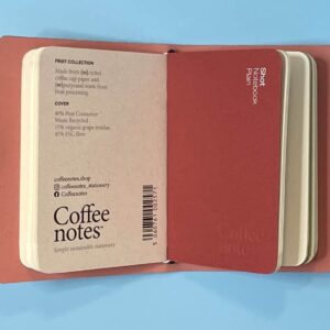A7 Cork covered notebook with inserts, bubble print cover, coral lining - handmade by Brue Art (view 3)