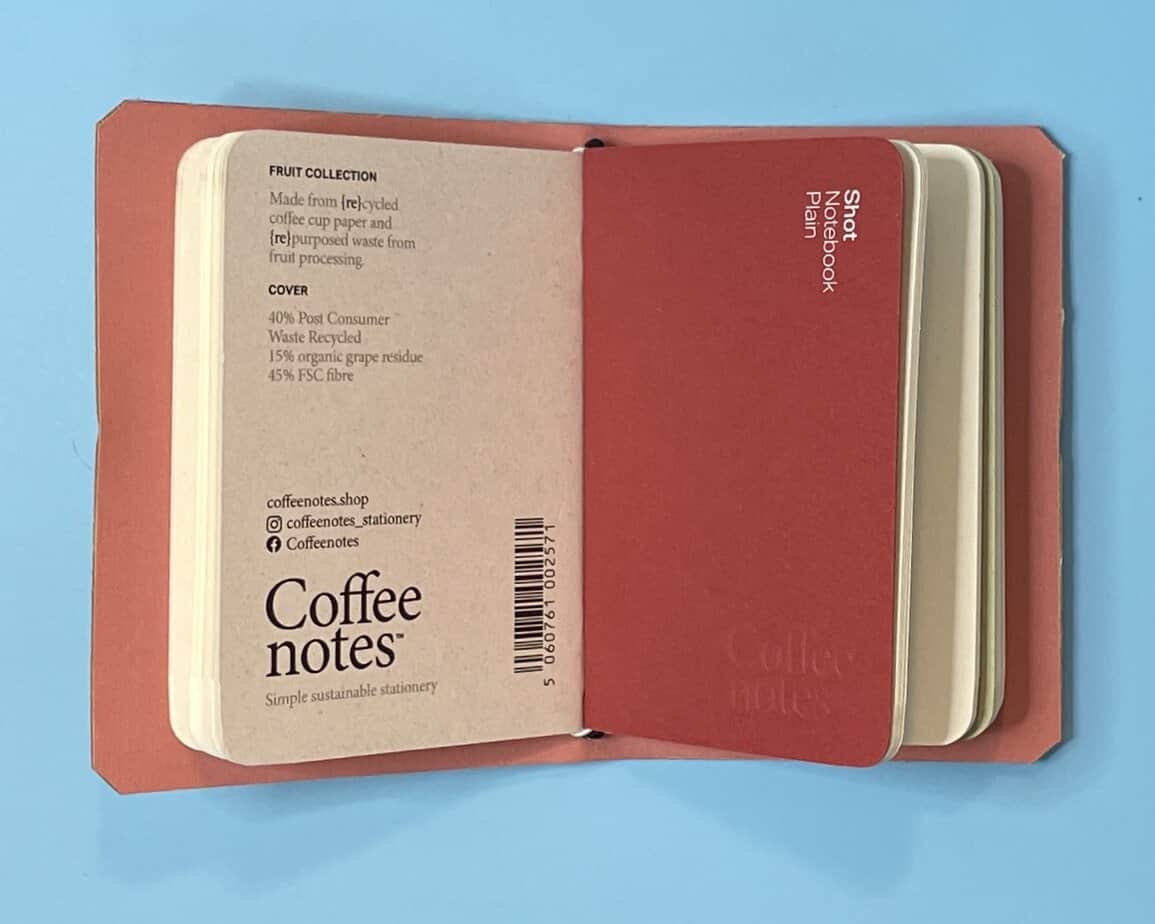 A7 Cork covered notebook with inserts, bubble print cover, coral lining - handmade by Brue Art (view 3)