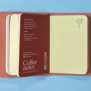A7 Cork covered notebook with inserts, bubble print cover, coral lining - handmade by Brue Art (view 4)