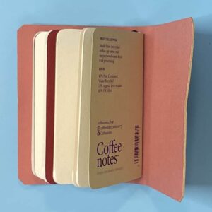 A7 Cork covered notebook with inserts, bubble print cover, coral lining - handmade by Brue Art (view 5)