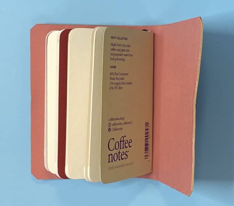 A7 Cork covered notebook with inserts, bubble print cover, coral lining - handmade by Brue Art (view 5)