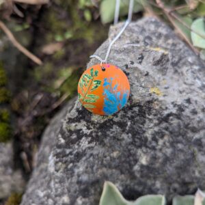 Orange Cuillin Wildflower Pendant - handmade by Lus Na Cuillin (view 2)