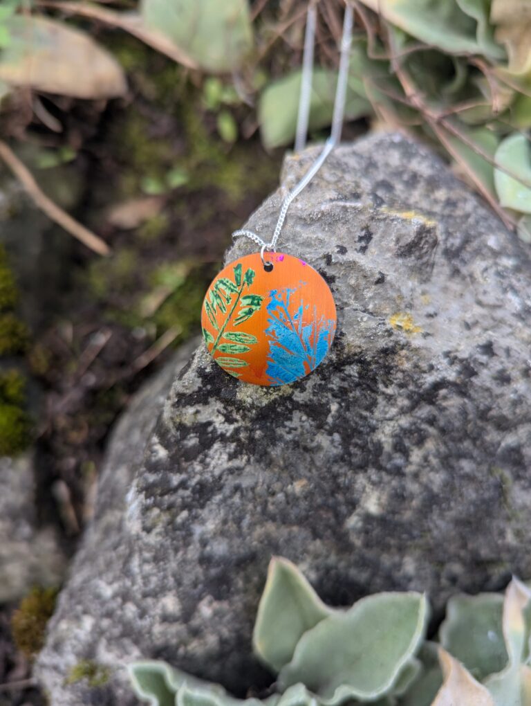 Orange Cuillin Wildflower Pendant - handmade by Lus Na Cuillin (view 2)