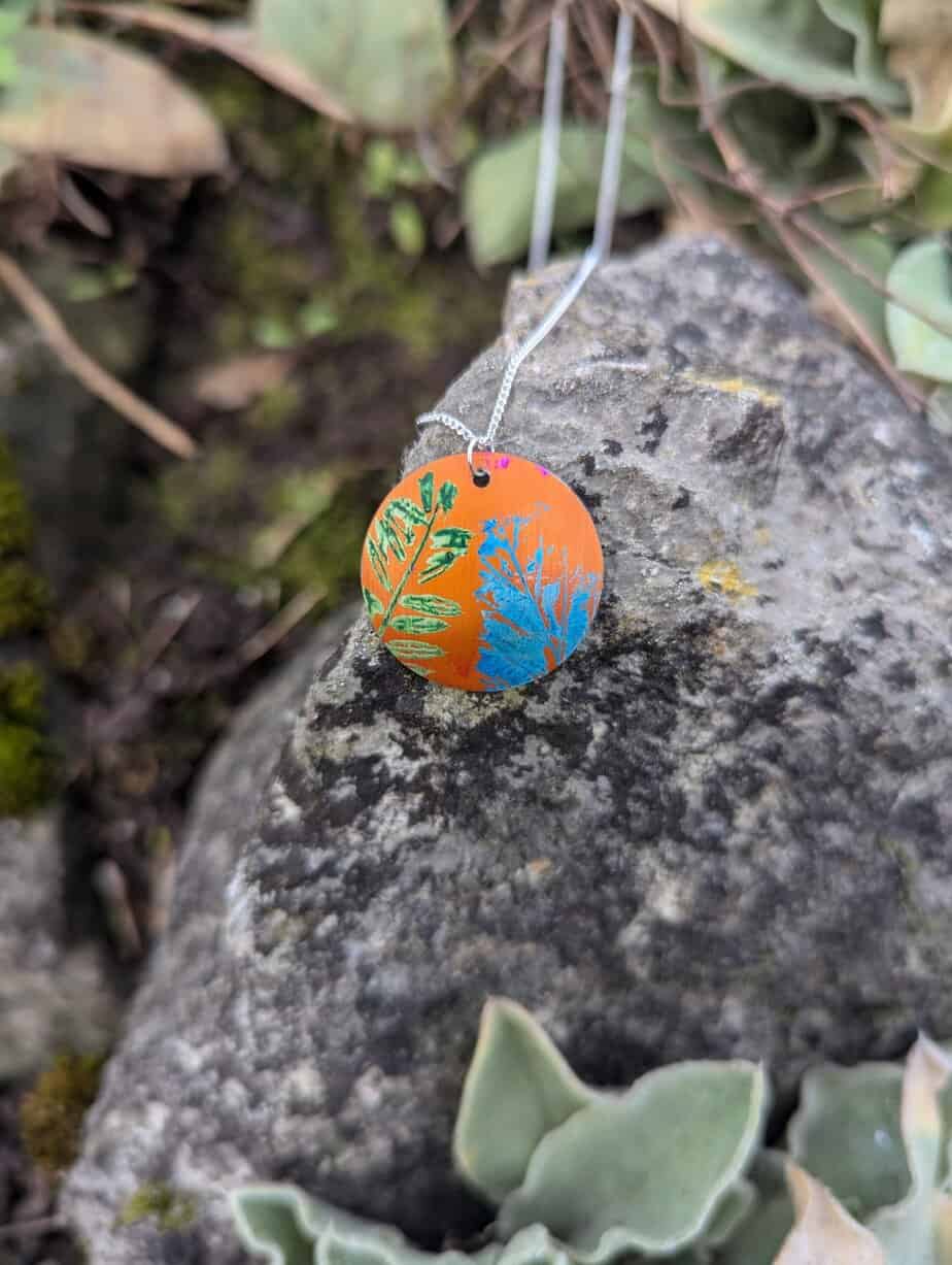 Orange Cuillin Wildflower Pendant - handmade by Lus Na Cuillin (view 2)