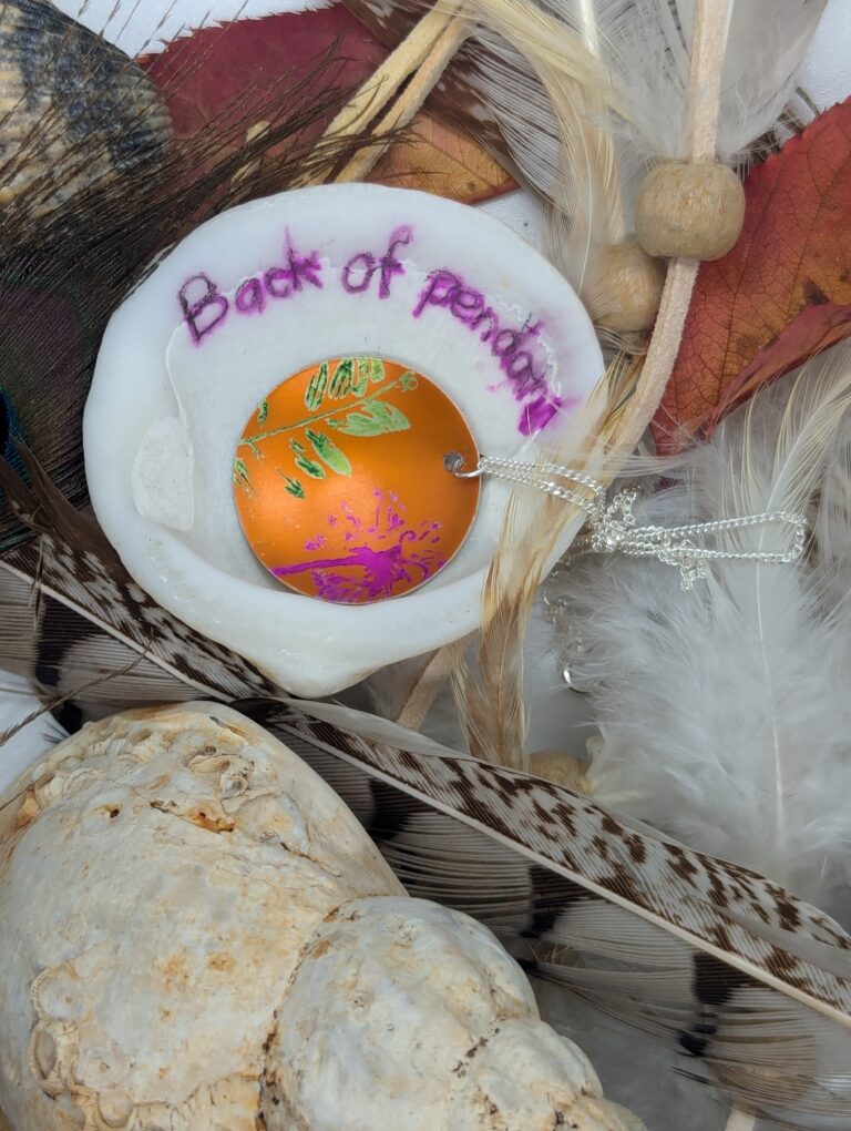 Orange Cuillin Wildflower Pendant - handmade by Lus Na Cuillin (view 4)