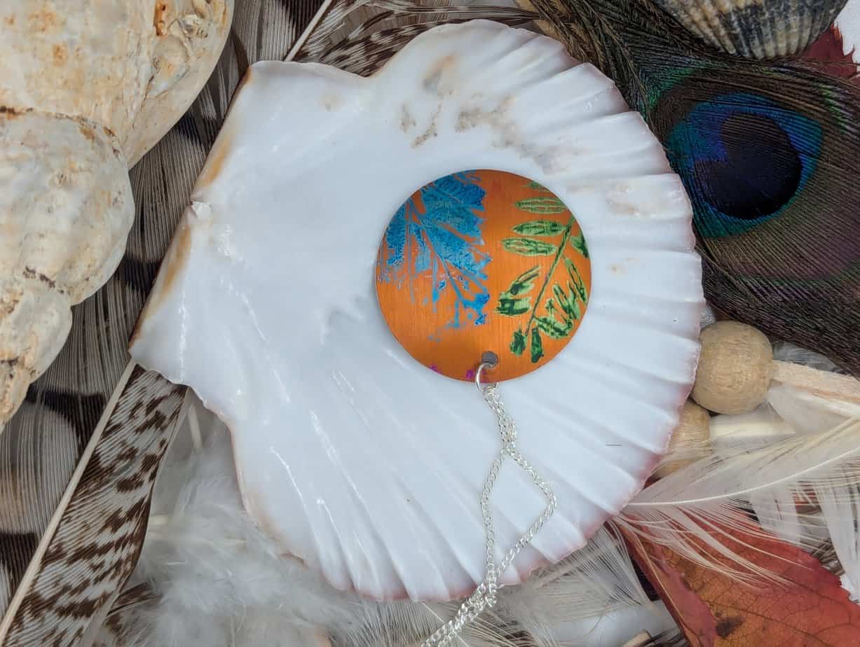 Orange Cuillin Wildflower Pendant - handmade by Lus Na Cuillin (view 6)