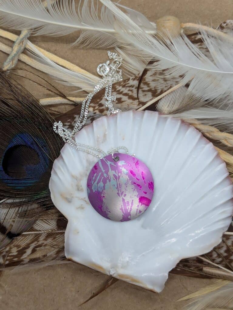 Purple Cuillin Wildflower Pendant - handmade by Lus Na Cuillin (view 2)