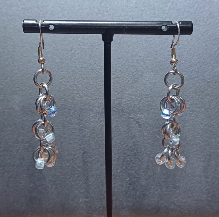 Pale blue shaggy bead earrings