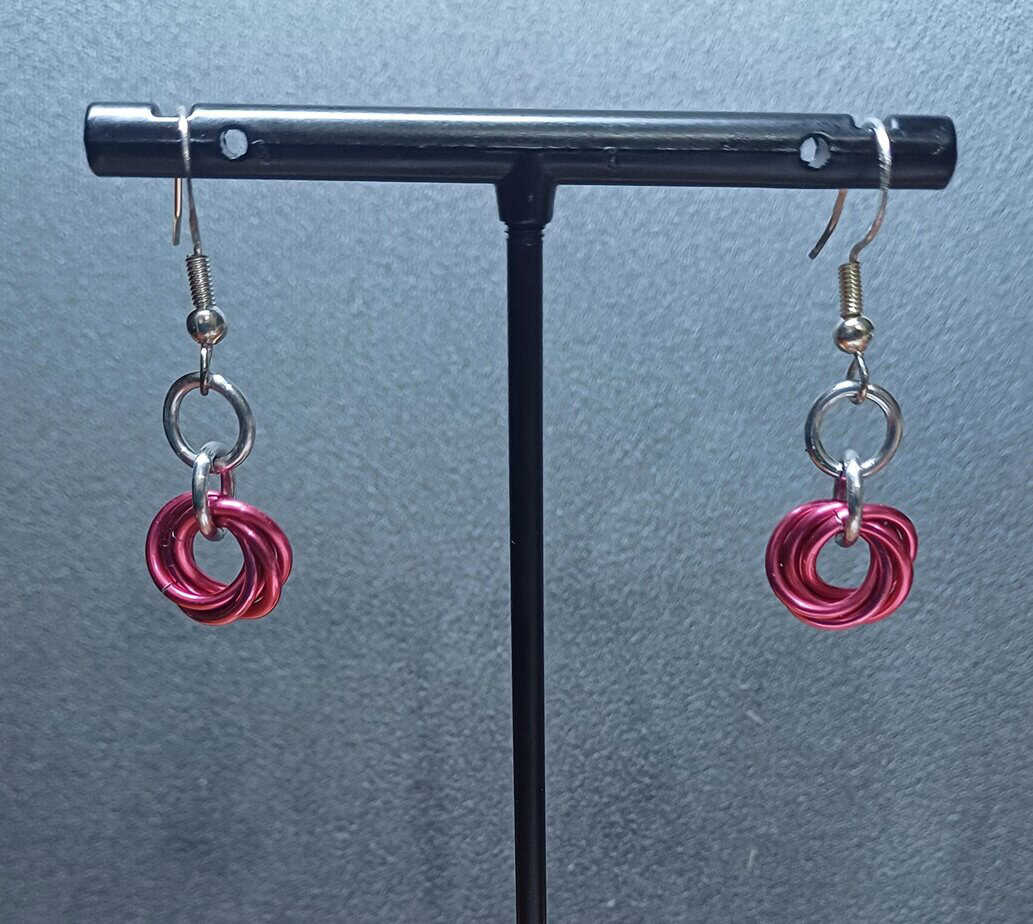 Pink Flower Earrings - handmade by Manatee Maille