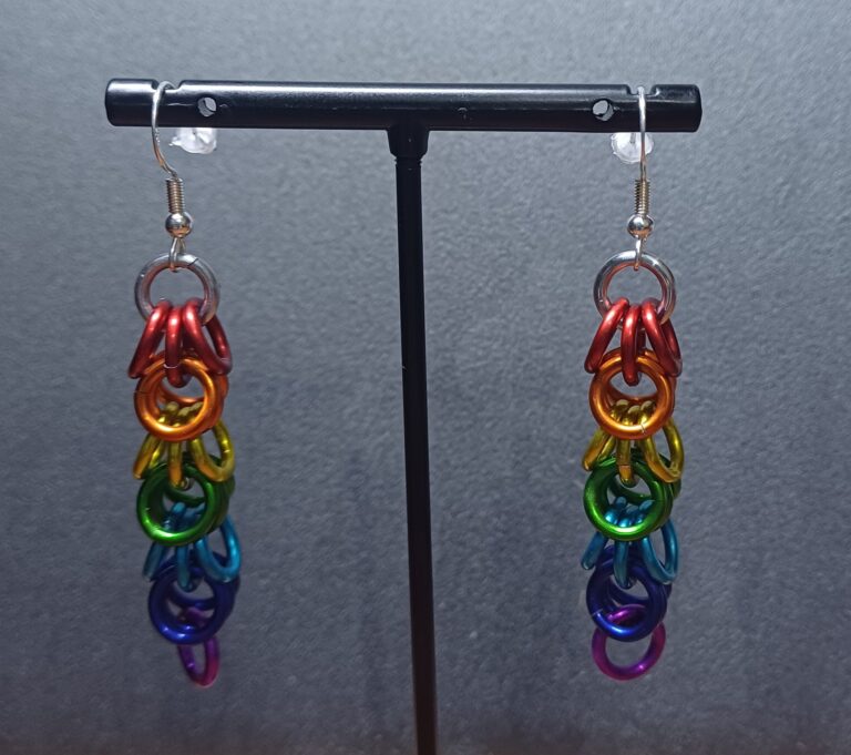 Rainbow Rings Earrings - handmade by Manatee Maille