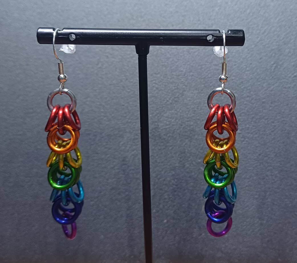 Rainbow Rings Earrings - handmade by Manatee Maille
