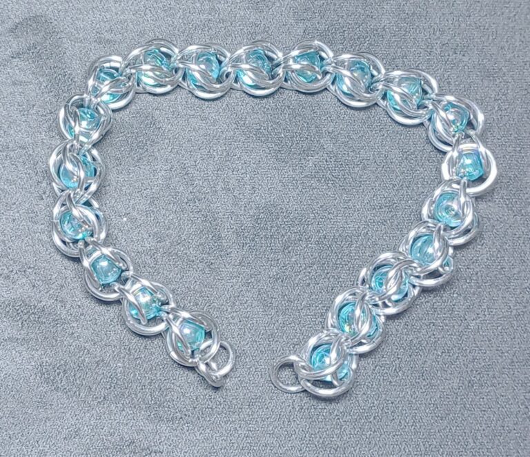 Silver Captive bead - blue beads - handmade by Manatee Maille
