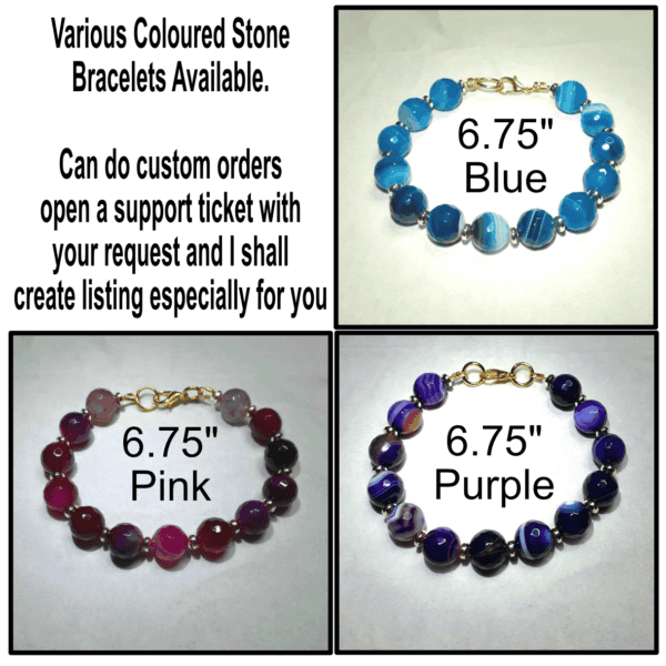Coloured Stone Assorted Colours Bracelets (choose from) - handmade by Quiet Space Arts