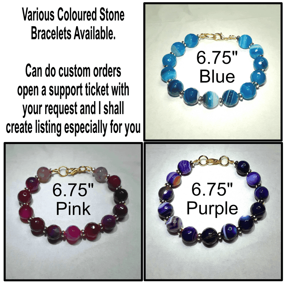Coloured Stone Assorted Colours Bracelets (choose from) - handmade by Quiet Space Arts