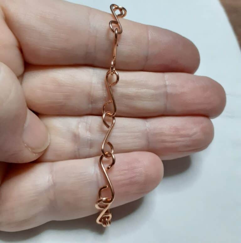 Copper S Wirewrap Bracelet - fits 6.25-6.75" Wrist - handmade by Quiet Space Arts (view 3)