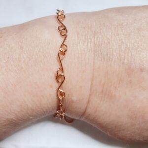 Copper S Wirewrap Bracelet - fits 6.25-6.75" Wrist - handmade by Quiet Space Arts (view 2)