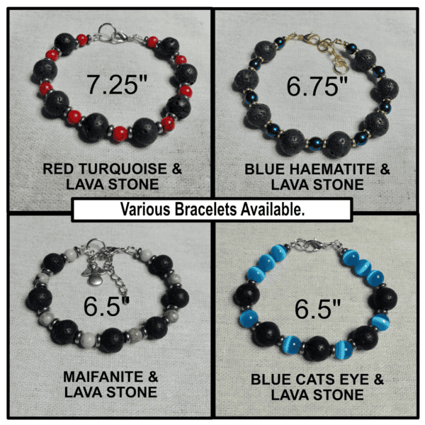 Various Stones/Lava Stones Bracelets (choice) - handmade by Quiet Space Arts