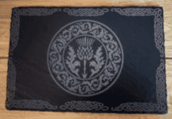 Thistle engraved slate placemat - handmade by Barnweil (view 2)