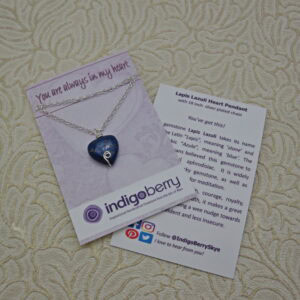 Heart Pendant, Lapis Lazuli, Silver Plated - Image 3