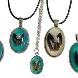 Mussel shell pendants from Shetland. - handmade by Sarah Kay Arts (view 2)