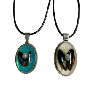 Mussel shell pendants from Shetland. - handmade by Sarah Kay Arts (view 3)