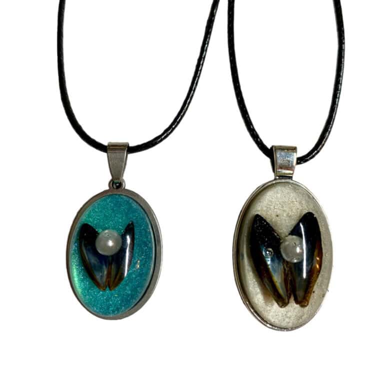 Mussel shell pendants from Shetland. - handmade by Sarah Kay Arts (view 3)