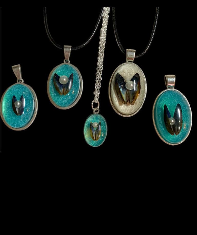 Mussel shell pendants from Shetland. - handmade by Sarah Kay Arts (view 5)