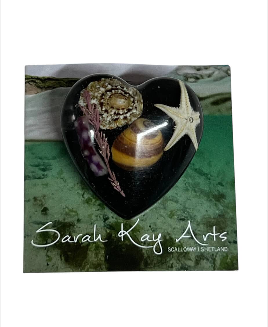 Chunky love heart beach brooch, resin jewellery from Shetland. - handmade by Sarah Kay Arts (view 8)