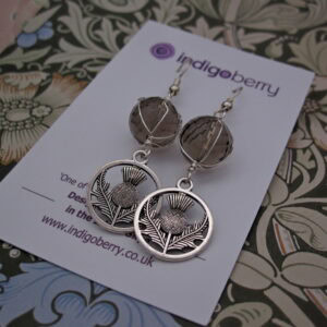 Smokey Quartz, Thistle Earrings, Silver Plated, Gift for Her - Image 3