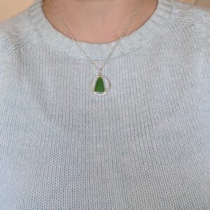 Handmade Yellow Sea Glass Pendant in Recycled Sterling Silver - Image 5