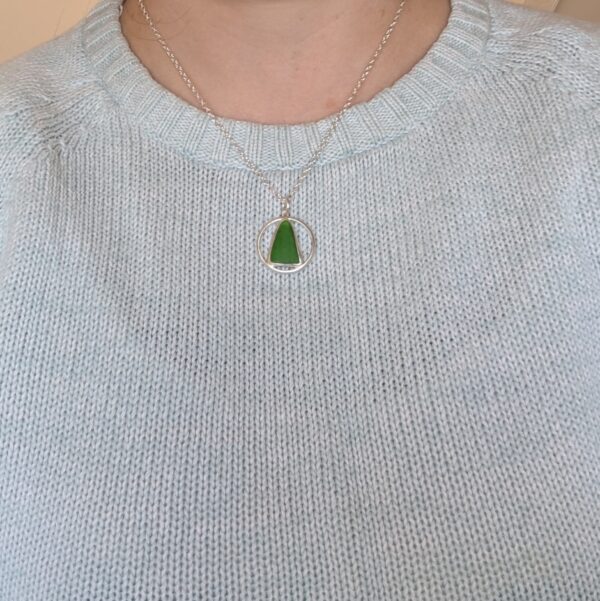 Handmade Yellow Sea Glass Pendant in Recycled Sterling Silver