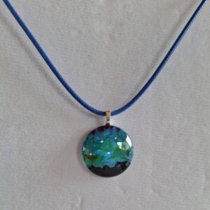 Aurora Borealis Hand Painted Glass Stone Pendant - Image 2
