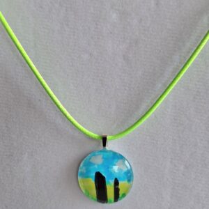 Standing Stones Hand Painted Glass Stone Pendant - handmade by Pretty Little Things Orkney (view 2)
