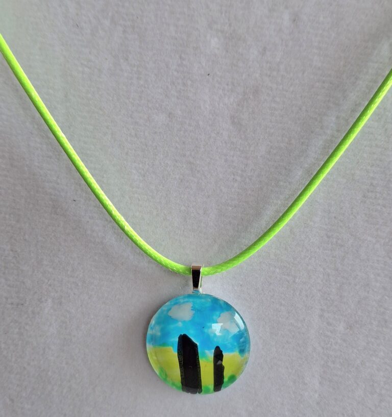 Standing Stones Hand Painted Glass Stone Pendant - handmade by Pretty Little Things Orkney (view 2)