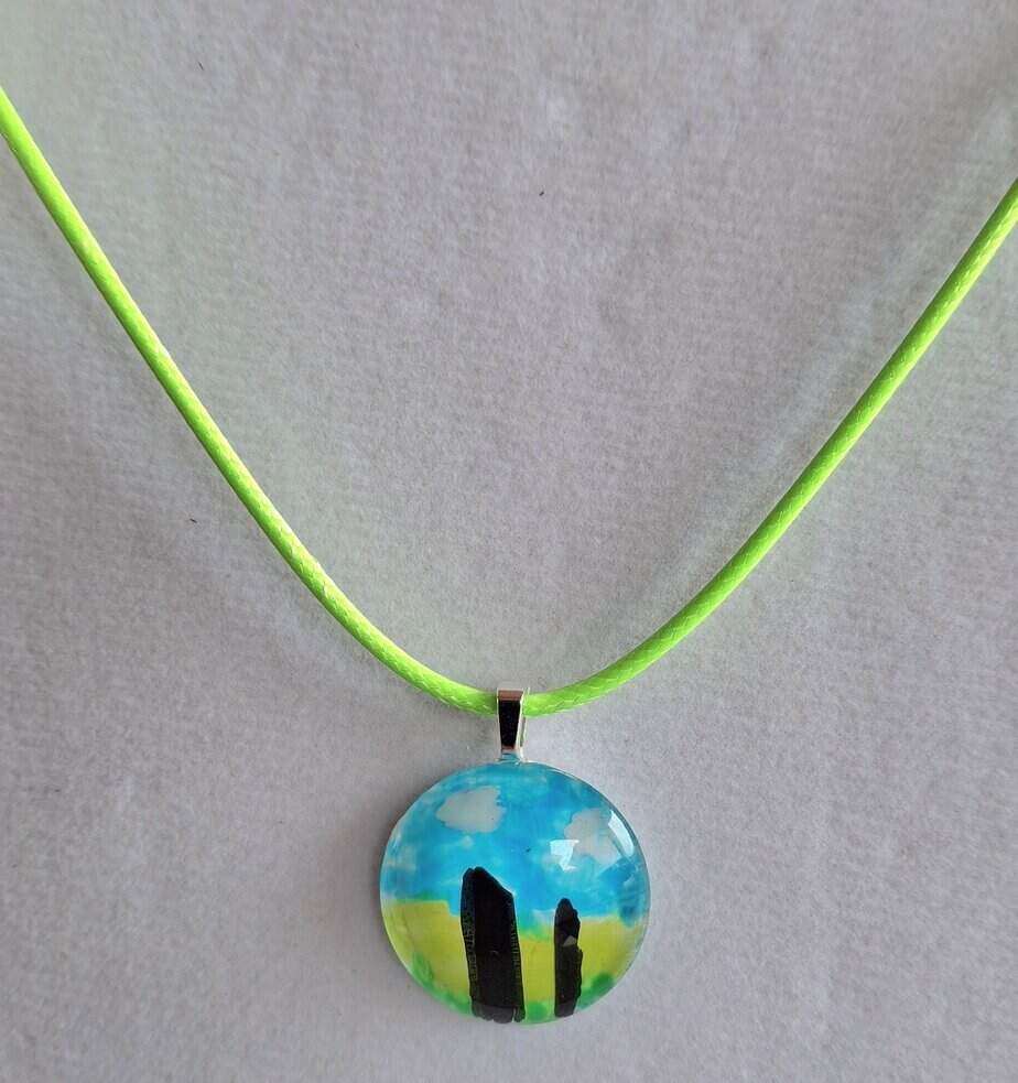 Standing Stones Hand Painted Glass Stone Pendant - handmade by Pretty Little Things Orkney (view 2)