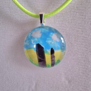 Standing Stones Hand Painted Glass Stone Pendant - handmade by Pretty Little Things Orkney