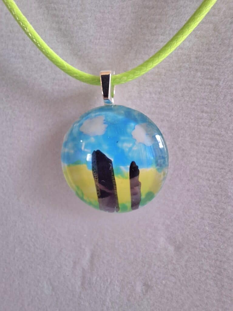 Standing Stones Hand Painted Glass Stone Pendant - handmade by Pretty Little Things Orkney