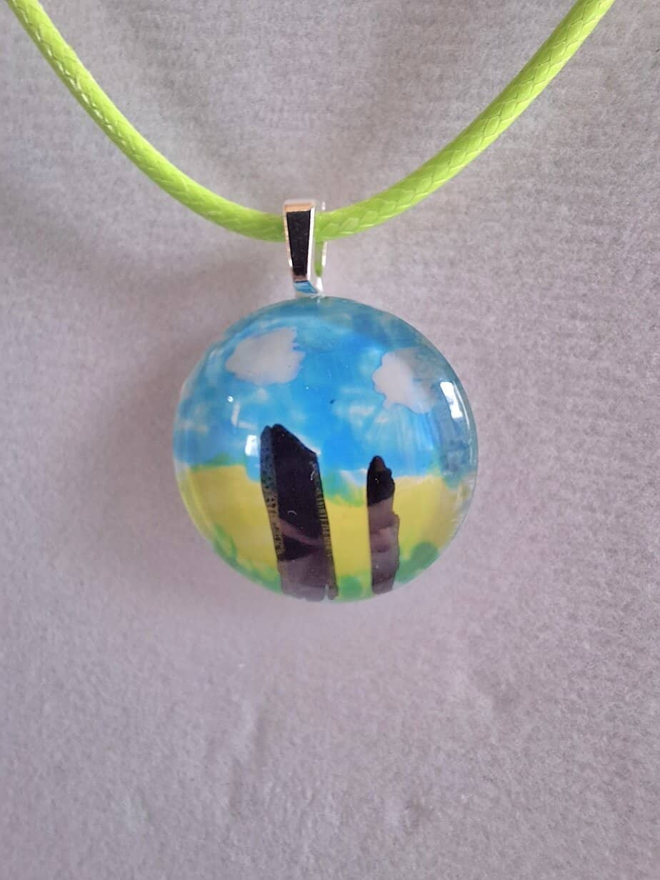 Standing Stones Hand Painted Glass Stone Pendant - handmade by Pretty Little Things Orkney