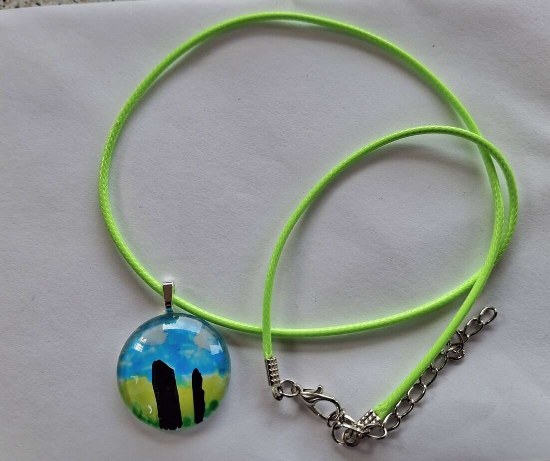 Standing Stones Hand Painted Glass Stone Pendant - handmade by Pretty Little Things Orkney (view 3)