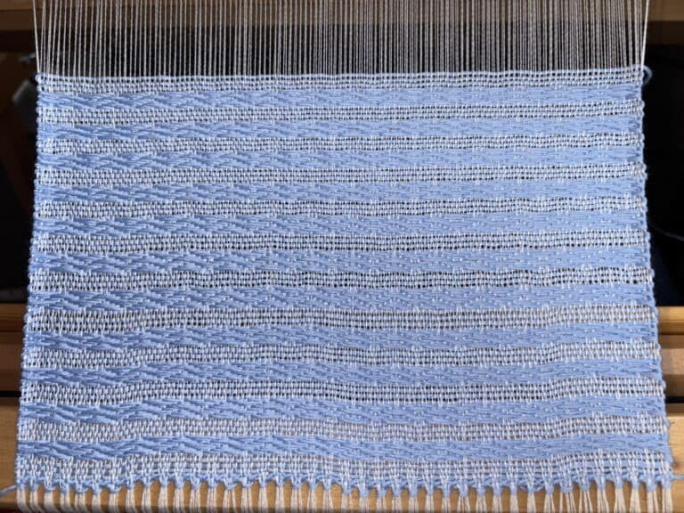 Handwoven Merino Scarf in Baby Blue and Cream