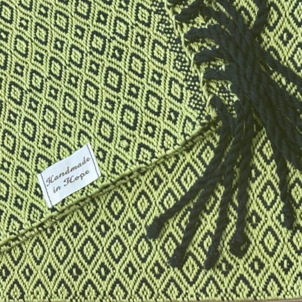 Second: Handwoven Cotton Scarf in Lime Green and Black - handmade by Handmade In Hope