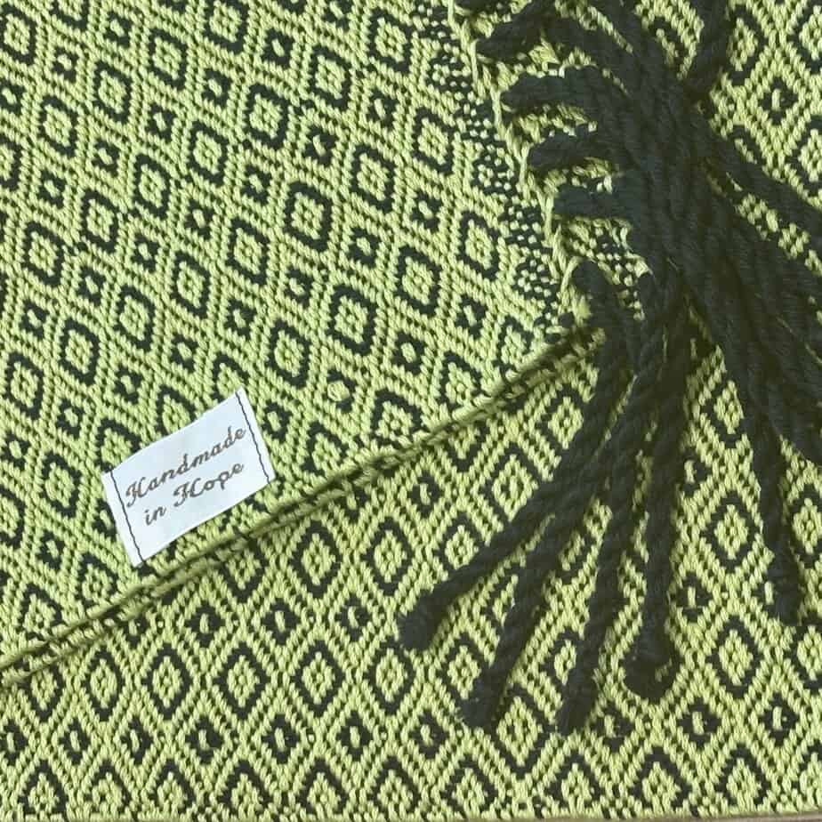 Second: Handwoven Cotton Scarf in Lime Green and Black - handmade by Handmade In Hope