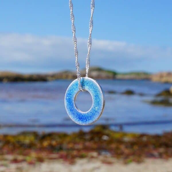 Memories of the Beach Blue Two Sided Pendant Blue - handmade by Drift Designs Mull