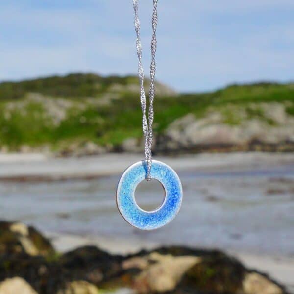 Memories of the Beach Blue Two Sided Pendant Blue - handmade by Drift Designs Mull (view 4)