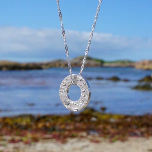 Memories of the Beach Blue Two Sided Pendant Blue - handmade by Drift Designs Mull (view 5)