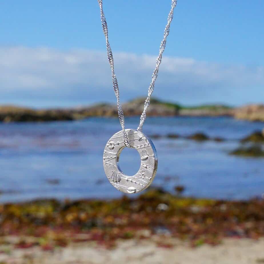 Memories of the Beach Blue Two Sided Pendant Blue - handmade by Drift Designs Mull (view 5)