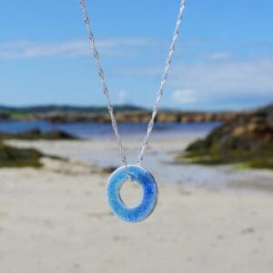 Memories of the Beach Blue Two Sided Pendant Blue - handmade by Drift Designs Mull (view 2)