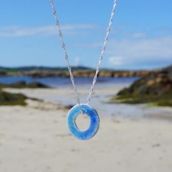 Memories of the Beach Blue Two Sided Pendant Blue - handmade by Drift Designs Mull (view 2)